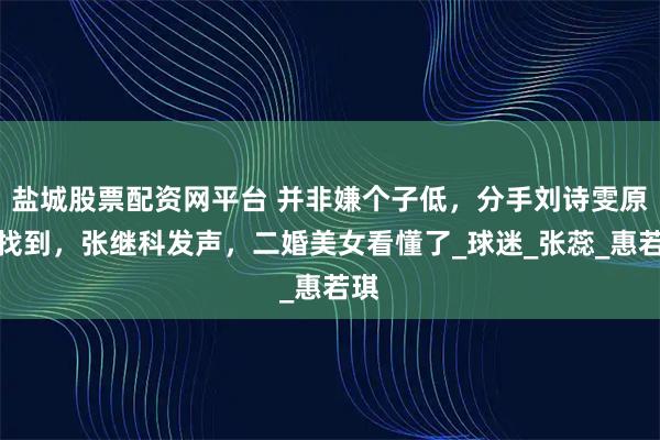 盐城股票配资网平台 并非嫌个子低，分手刘诗雯原因找到，张继科发声，二婚美女看懂了_球迷_张蕊_惠若琪