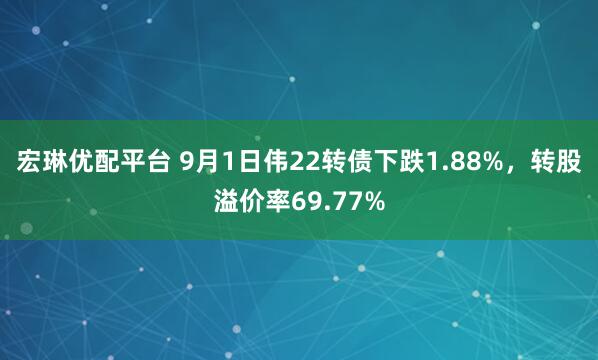 宏琳优配平台 9月1日伟22转债下跌1.88%，转股溢价率69.77%